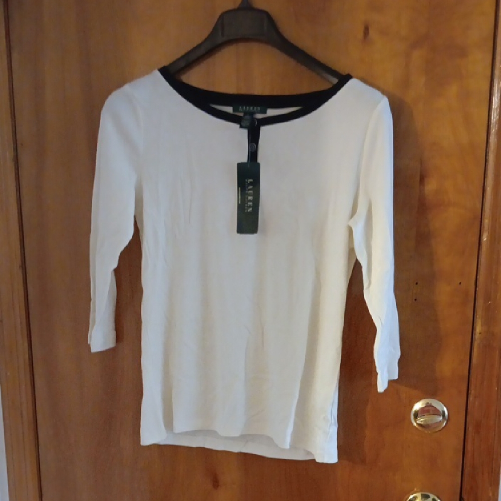 Arket White Cream Fitted 3/4 Sleeve Blouse - Picture 1 of 4
